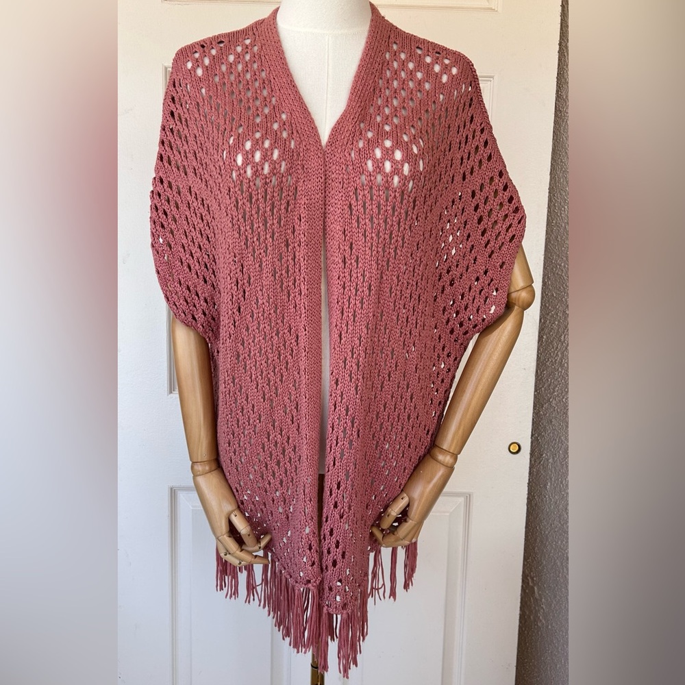 Lane‎ Bryant Crochet Cardigan Fringe Open Front Size 18/20